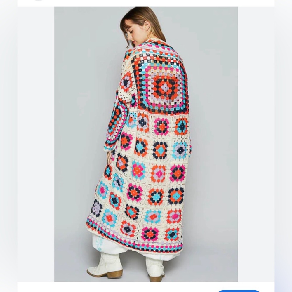 NWT POL Colorful Crochet Long Cardigan 🌸🌹🌹
BRB SL 5 ST - Picture 4 of 6
